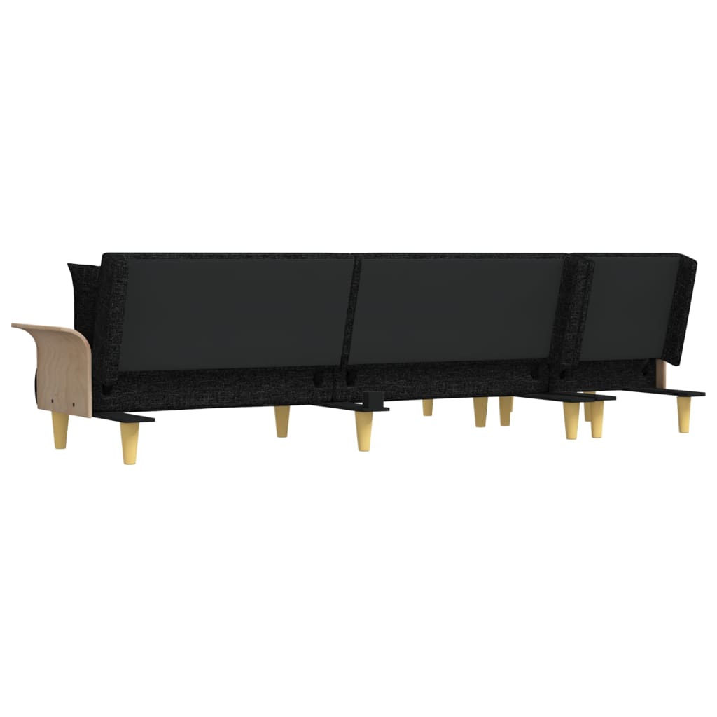 L-formet sovesofa 279x140x70 cm stof sort