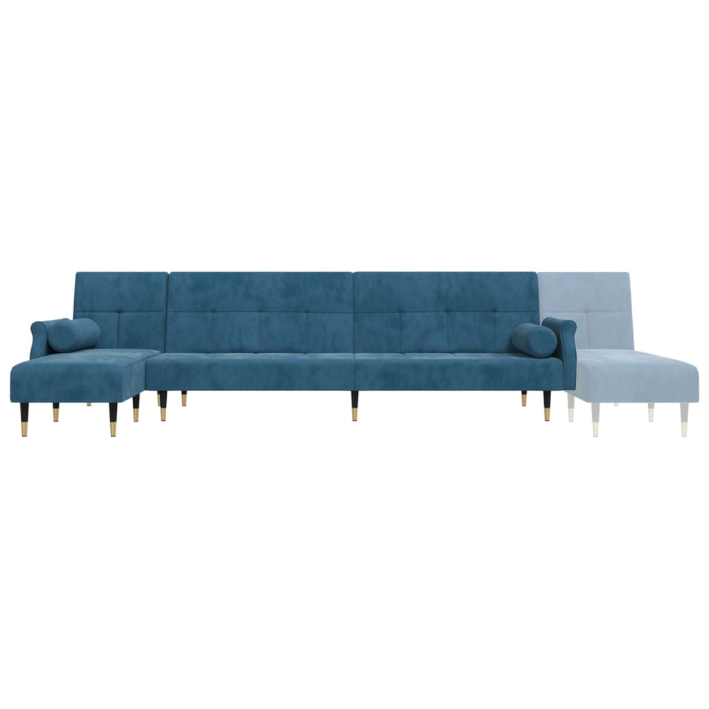 L-formet sovesofa 271x140x70 cm velour blå