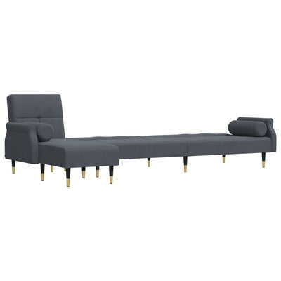 L-formet sovesofa 271x140x70 cm velour mørkegrå