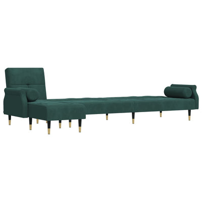 L-formet sovesofa 271x140x70 cm velour mørkegrøn