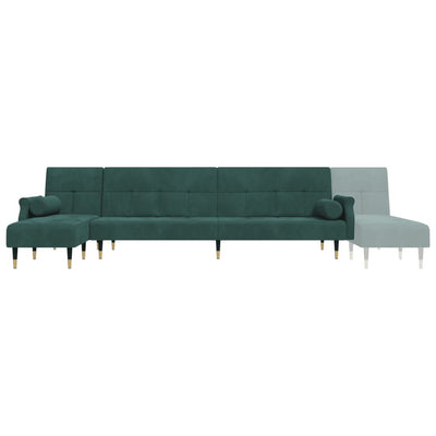 L-formet sovesofa 271x140x70 cm velour mørkegrøn