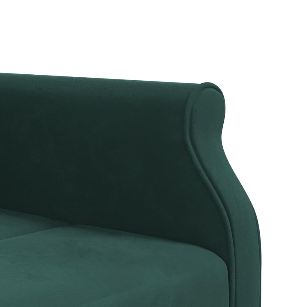 L-formet sovesofa 271x140x70 cm velour mørkegrøn