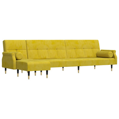 L-formet sovesofa 271x140x70 cm velour gul