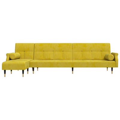 L-formet sovesofa 271x140x70 cm velour gul