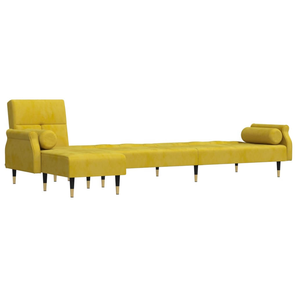 L-formet sovesofa 271x140x70 cm velour gul