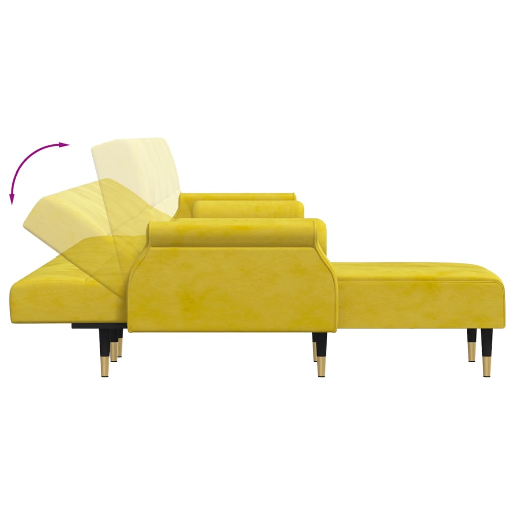 L-formet sovesofa 271x140x70 cm velour gul