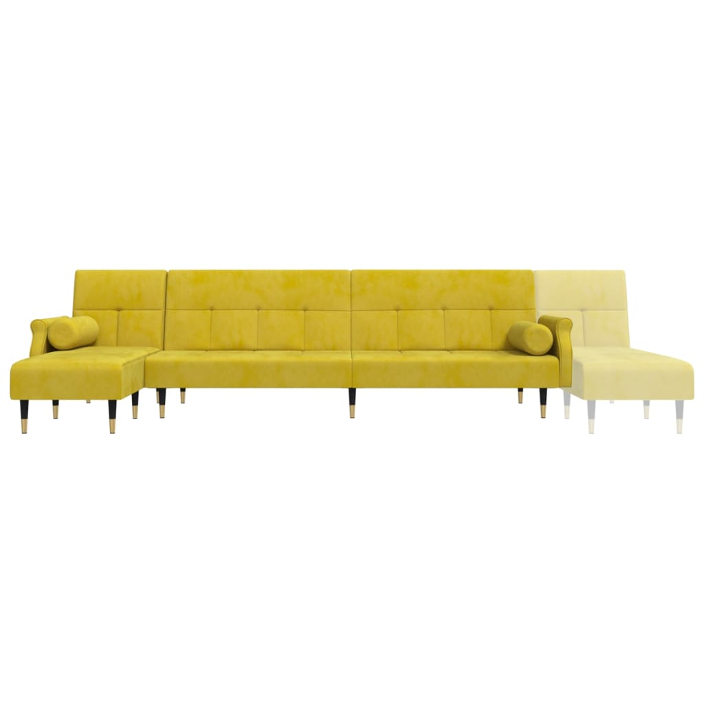 L-formet sovesofa 271x140x70 cm velour gul