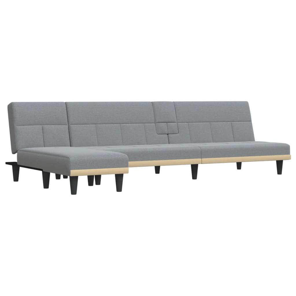 L-formet sovesofa 255x140x70 cm stof lysegrå