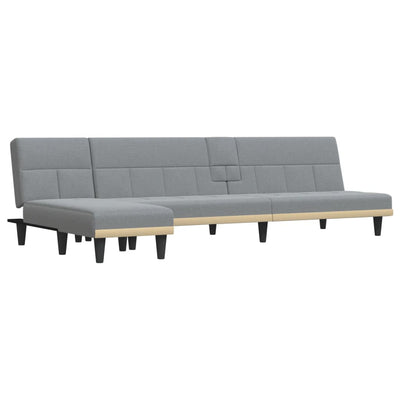 L-formet sovesofa 255x140x70 cm stof lysegrå