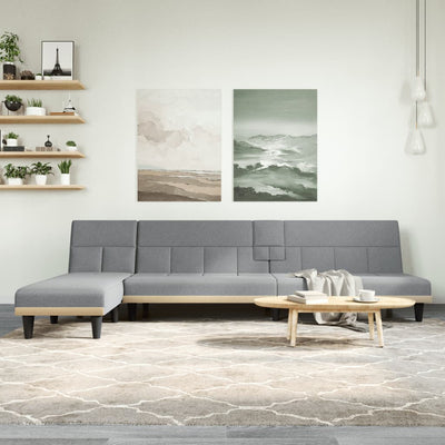 L-formet sovesofa 255x140x70 cm stof lysegrå