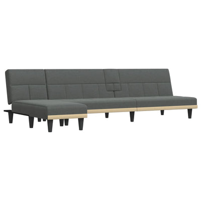 L-formet sovesofa 255x140x70 cm stof mørkegrå