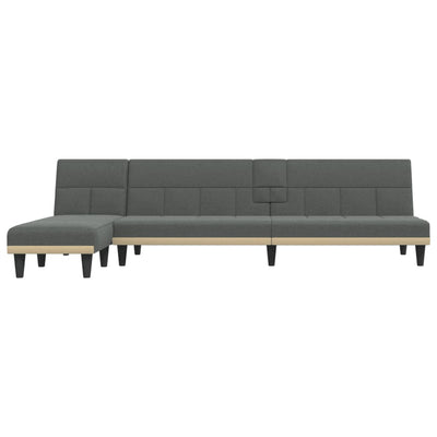 L-formet sovesofa 255x140x70 cm stof mørkegrå