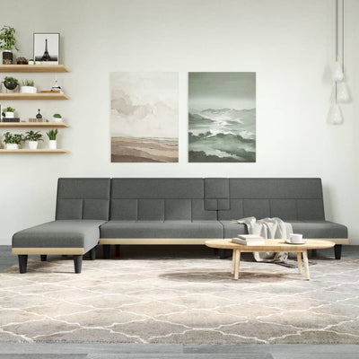 L-formet sovesofa 255x140x70 cm stof mørkegrå