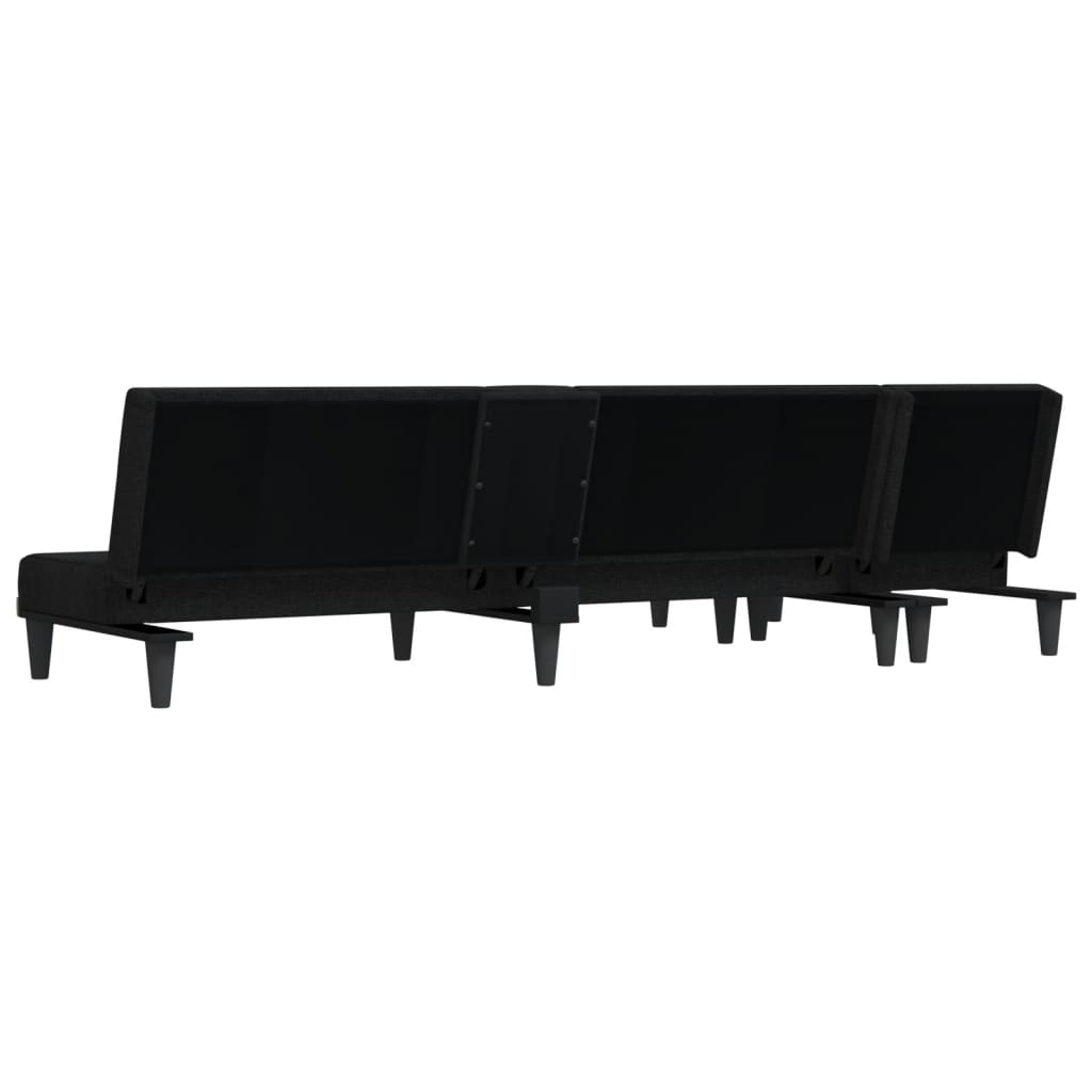 L-formet sovesofa 255x140x70 cm stof sort