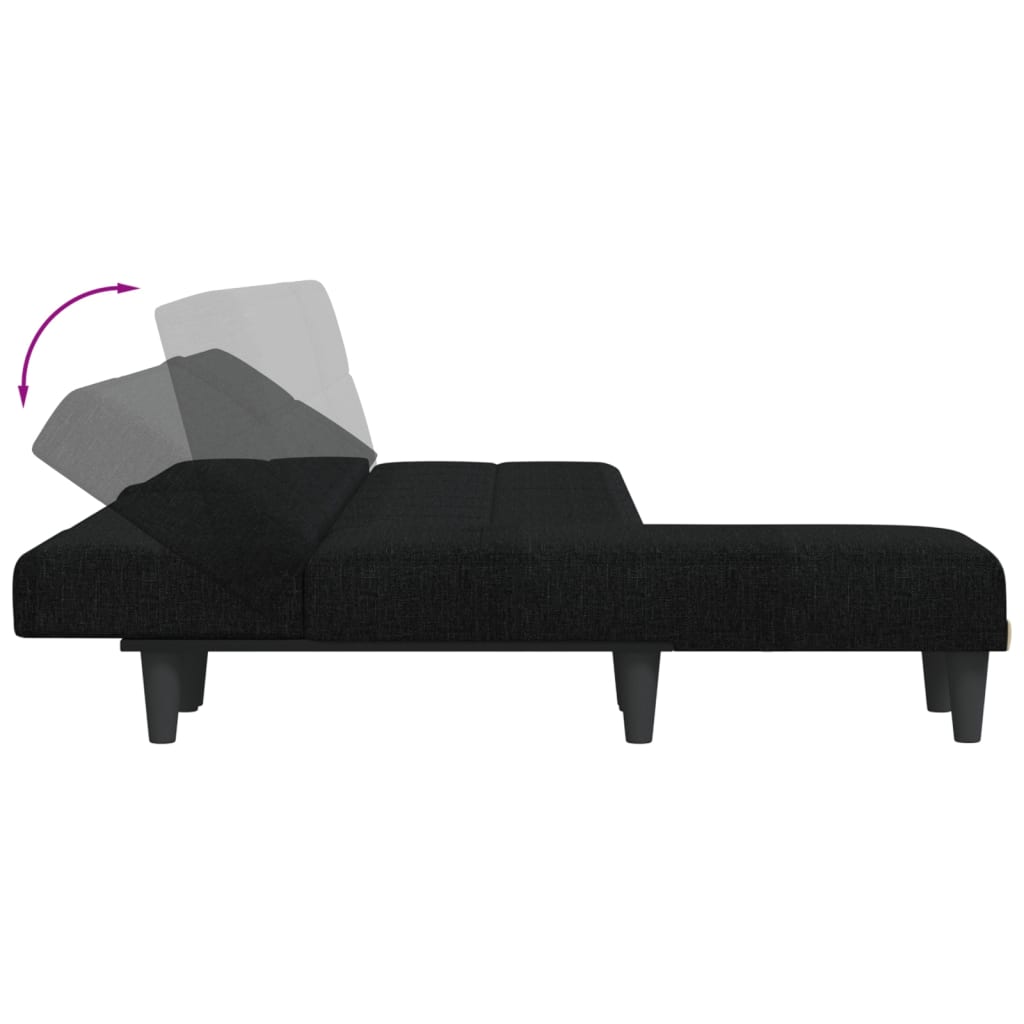 L-formet sovesofa 255x140x70 cm stof sort