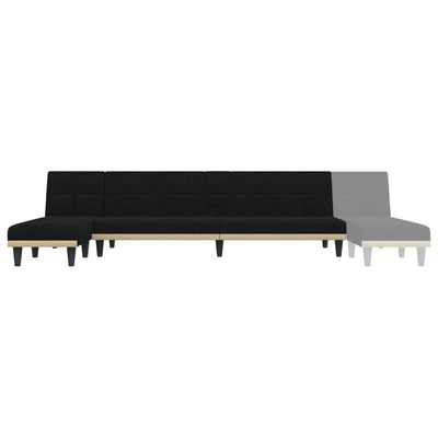 L-formet sovesofa 255x140x70 cm stof sort