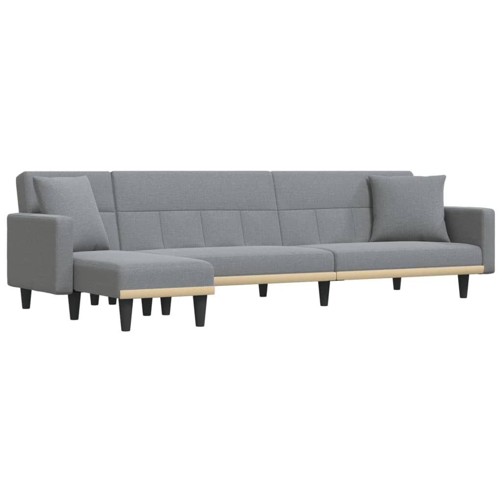 L-formet sovesofa 275x140x70 cm stof lysegrå