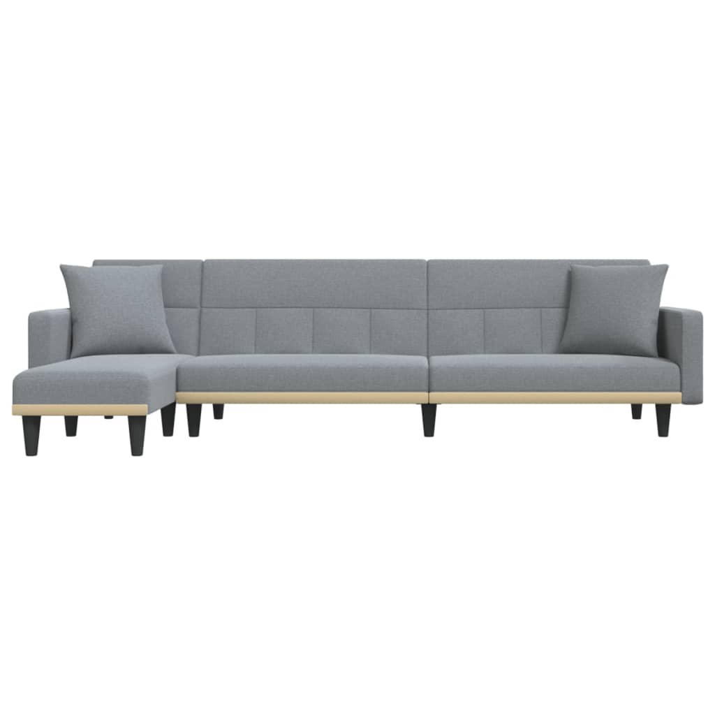 L-formet sovesofa 275x140x70 cm stof lysegrå