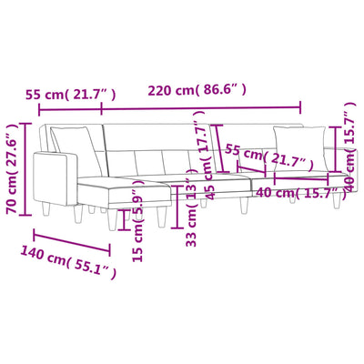 L-formet sovesofa 275x140x70 cm stof mørkegrå