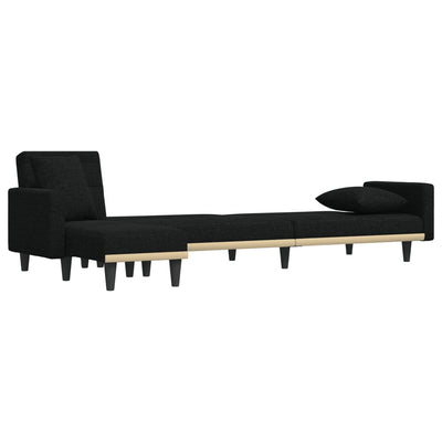 L-formet sovesofa 275x140x70 cm stof sort