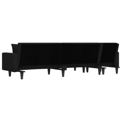 L-formet sovesofa 275x140x70 cm stof sort