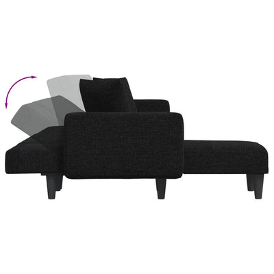 L-formet sovesofa 275x140x70 cm stof sort