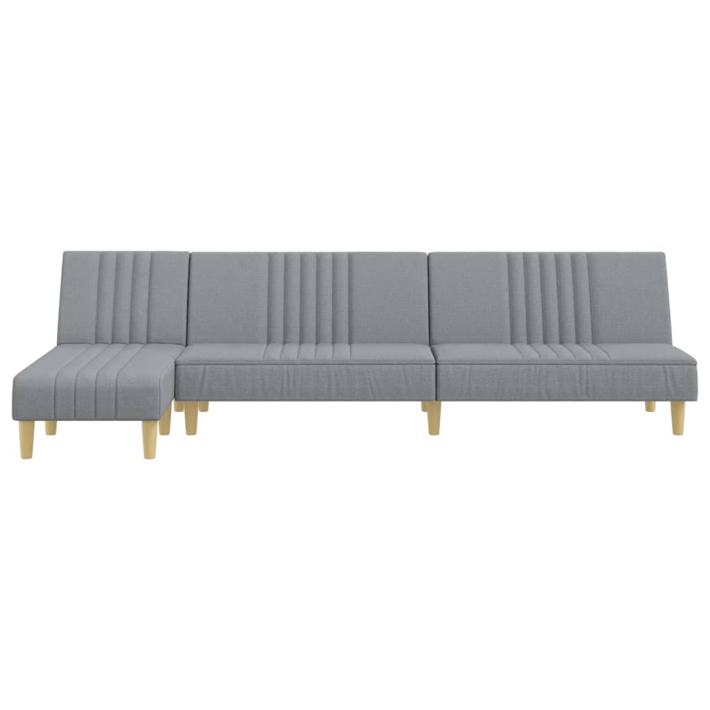 L-formet sovesofa 255x140x70 cm stof lysegrå