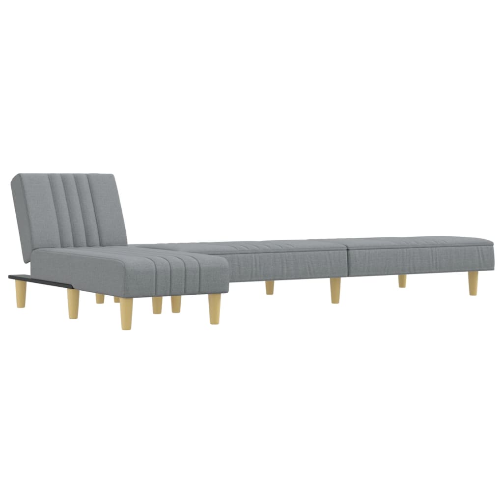 L-formet sovesofa 255x140x70 cm stof lysegrå