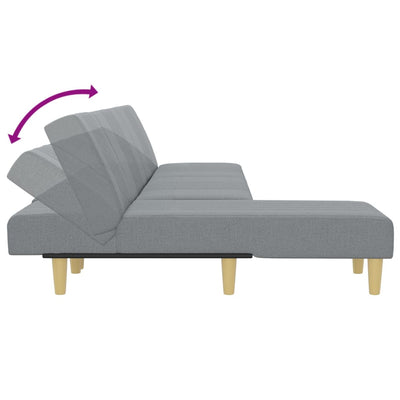 L-formet sovesofa 255x140x70 cm stof lysegrå