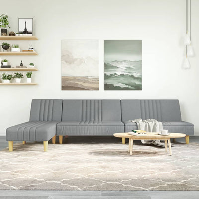 L-formet sovesofa 255x140x70 cm stof lysegrå