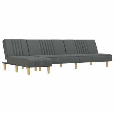 L-formet sovesofa 255x140x70 cm stof mørkegrå