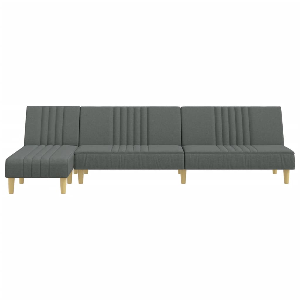 L-formet sovesofa 255x140x70 cm stof mørkegrå