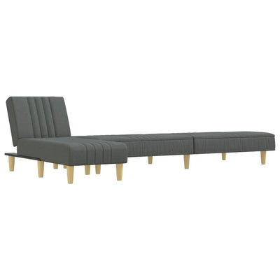 L-formet sovesofa 255x140x70 cm stof mørkegrå