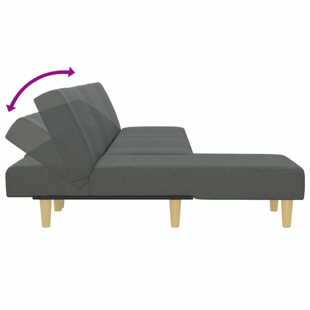 L-formet sovesofa 255x140x70 cm stof mørkegrå