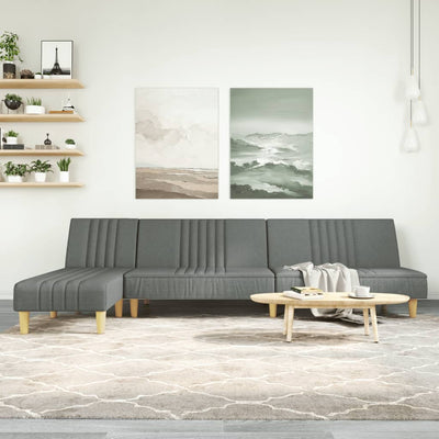 L-formet sovesofa 255x140x70 cm stof mørkegrå