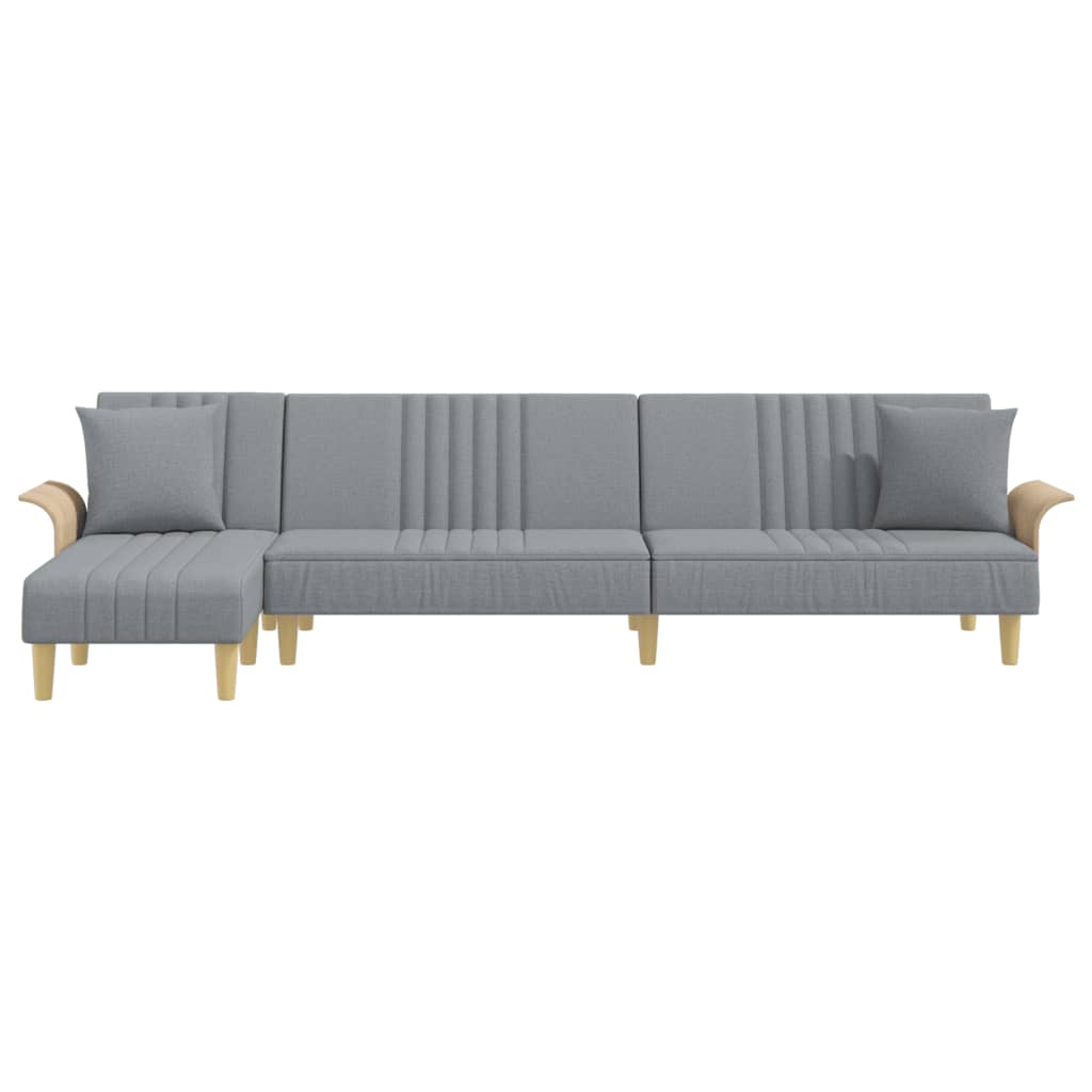 L-formet sovesofa 279x140x70 cm velour lysegrå