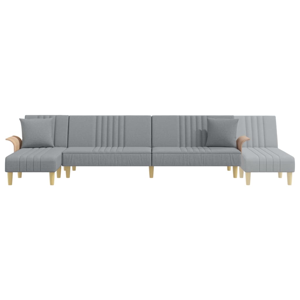 L-formet sovesofa 279x140x70 cm velour lysegrå