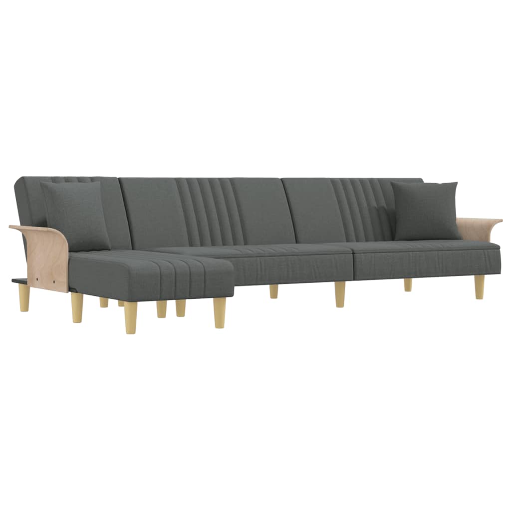 L-formet sovesofa 279x140x70 cm stof mørkegrå