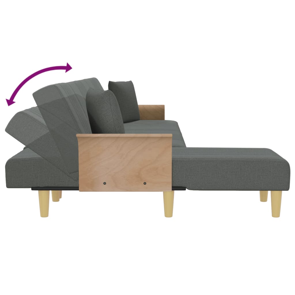 L-formet sovesofa 279x140x70 cm stof mørkegrå