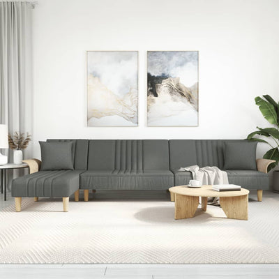 L-formet sovesofa 279x140x70 cm stof mørkegrå