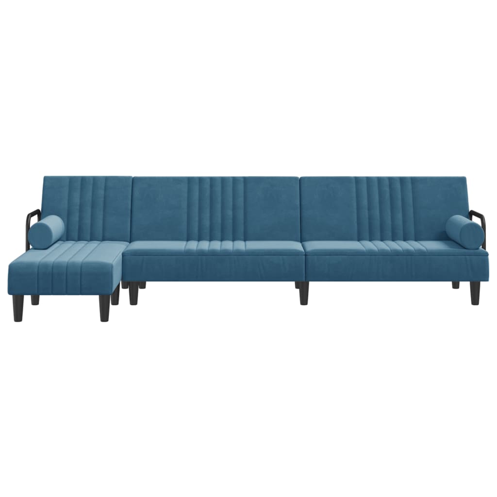 L-formet sovesofa 260x140x70 cm velour blå