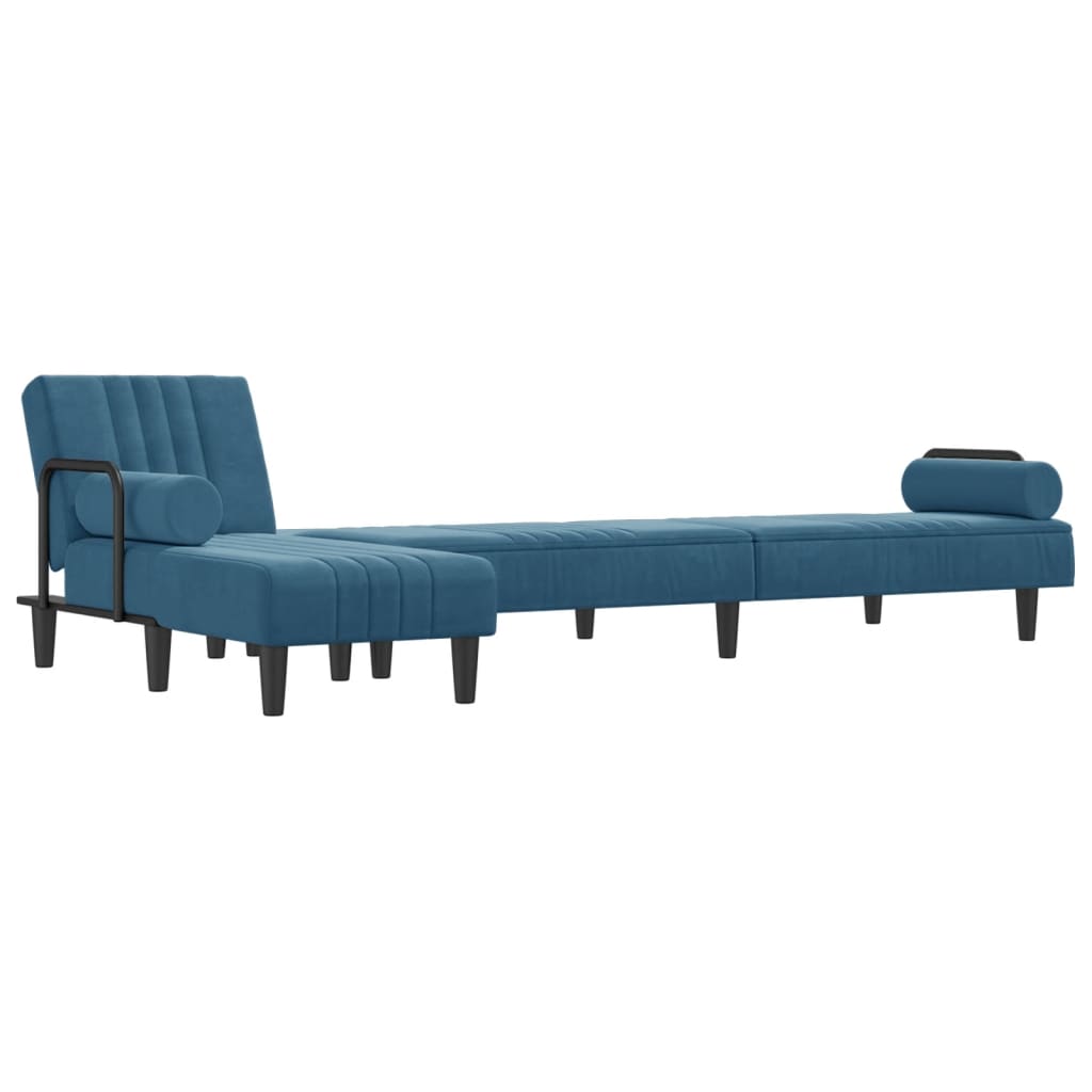 L-formet sovesofa 260x140x70 cm velour blå