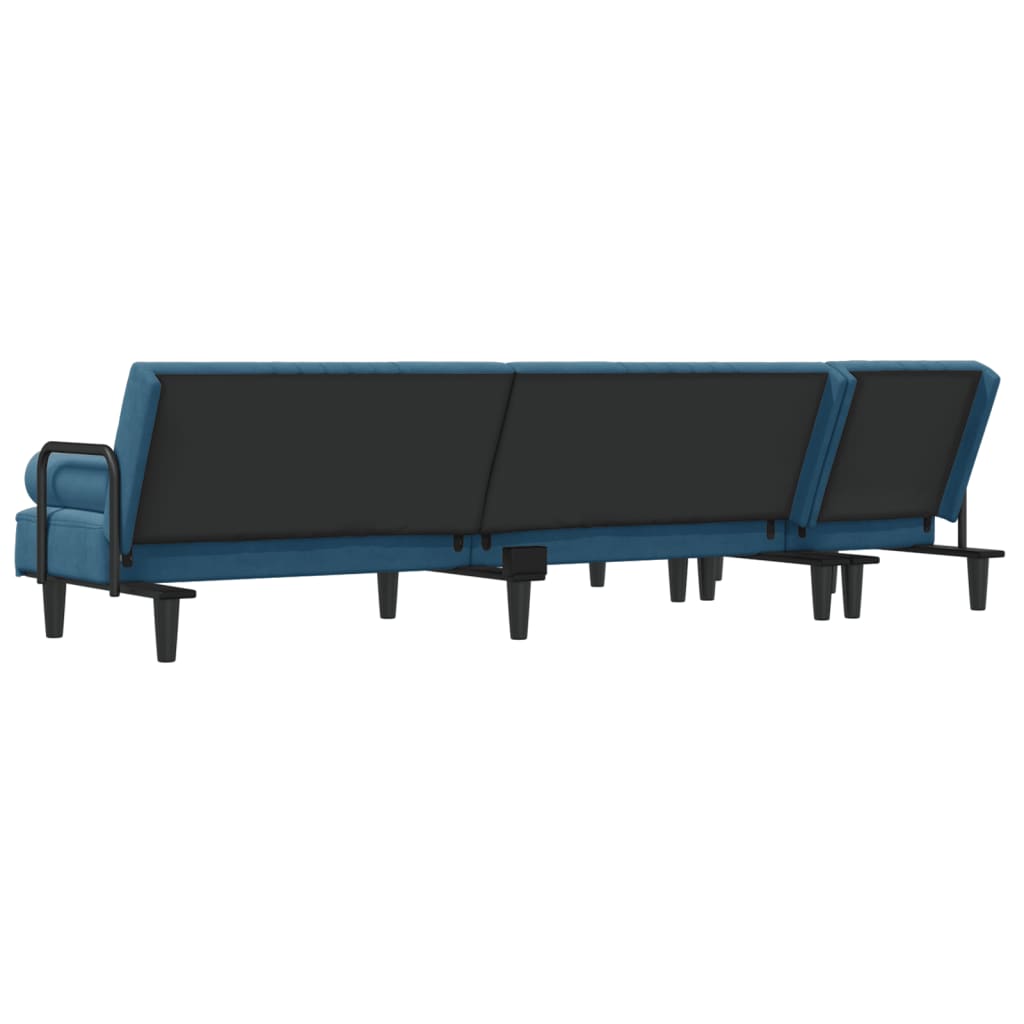 L-formet sovesofa 260x140x70 cm velour blå