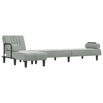 L-formet sovesofa 260x140x70 cm velour lysegrå