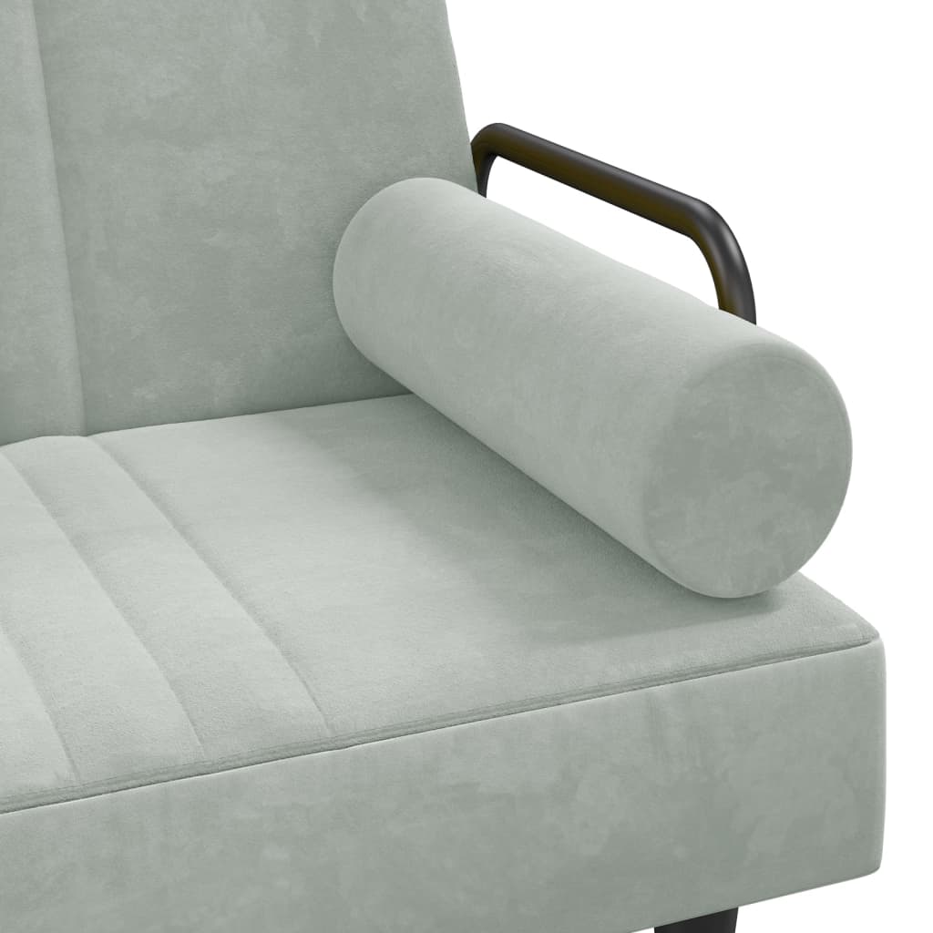 L-formet sovesofa 260x140x70 cm velour lysegrå