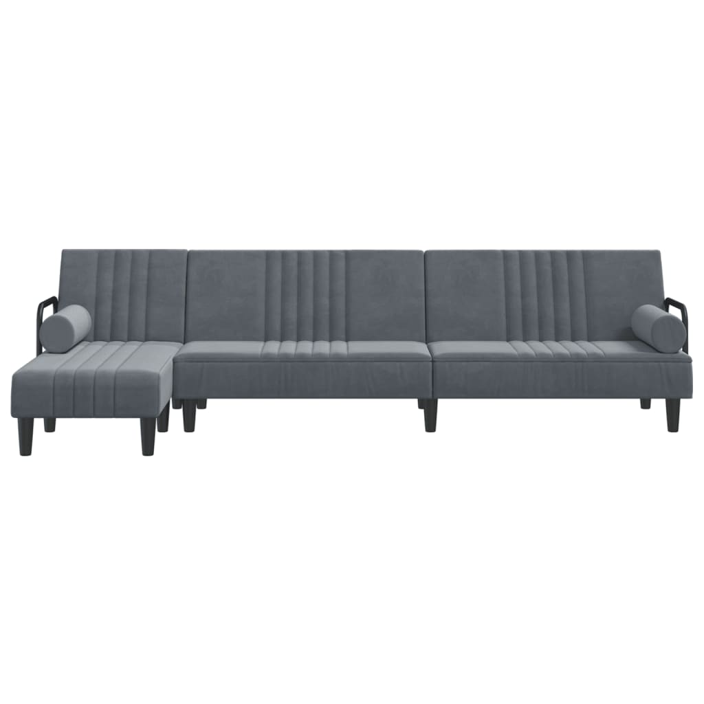 L-formet sovesofa 260x140x70 cm velour mørkegrå