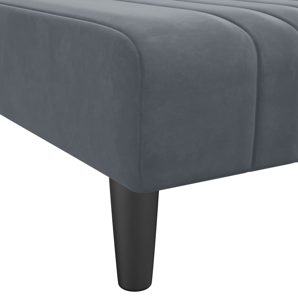 L-formet sovesofa 260x140x70 cm velour mørkegrå