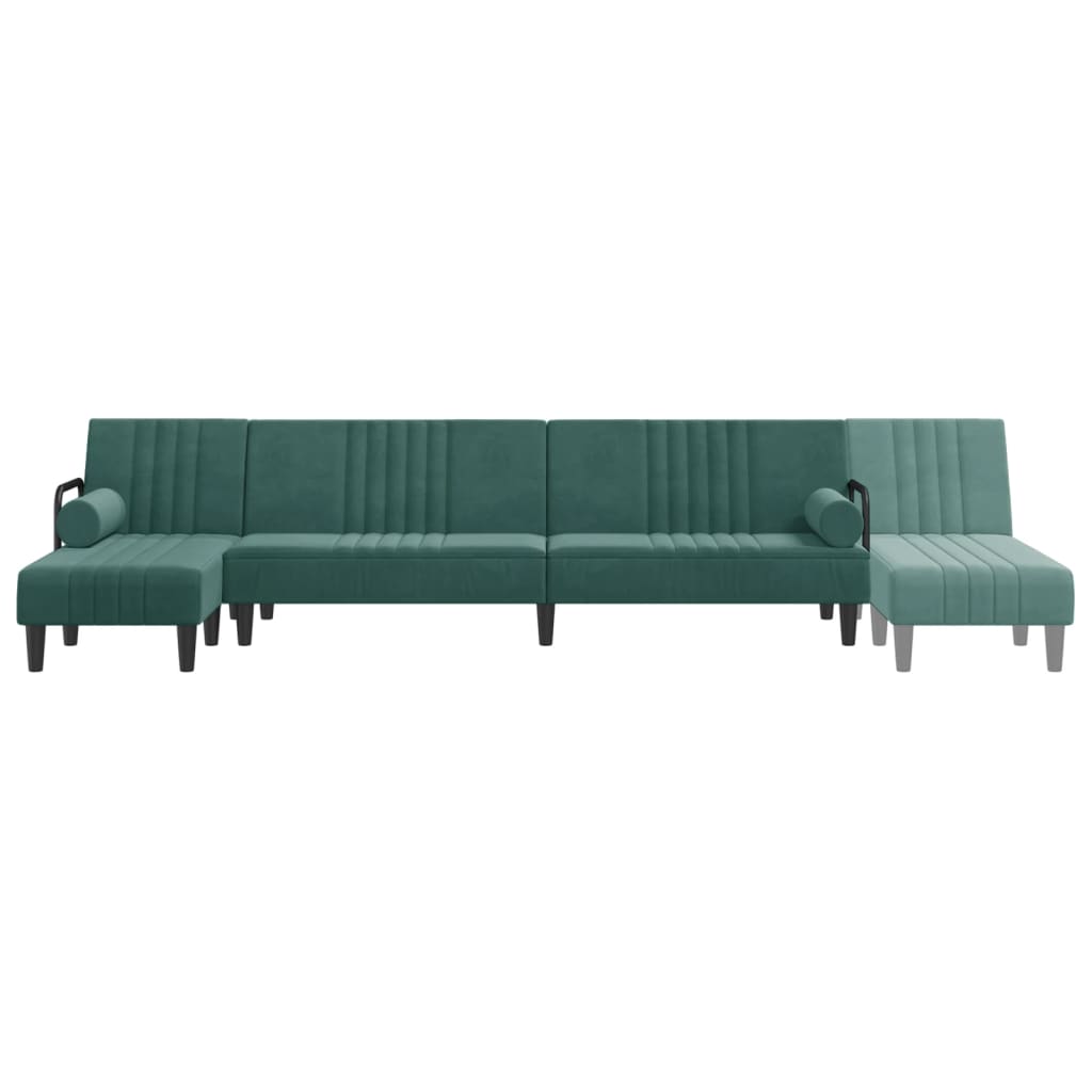 L-formet sovesofa 260x140x70 cm velour mørkegrøn