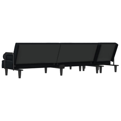 L-formet sovesofa 260x140x70 cm velour sort