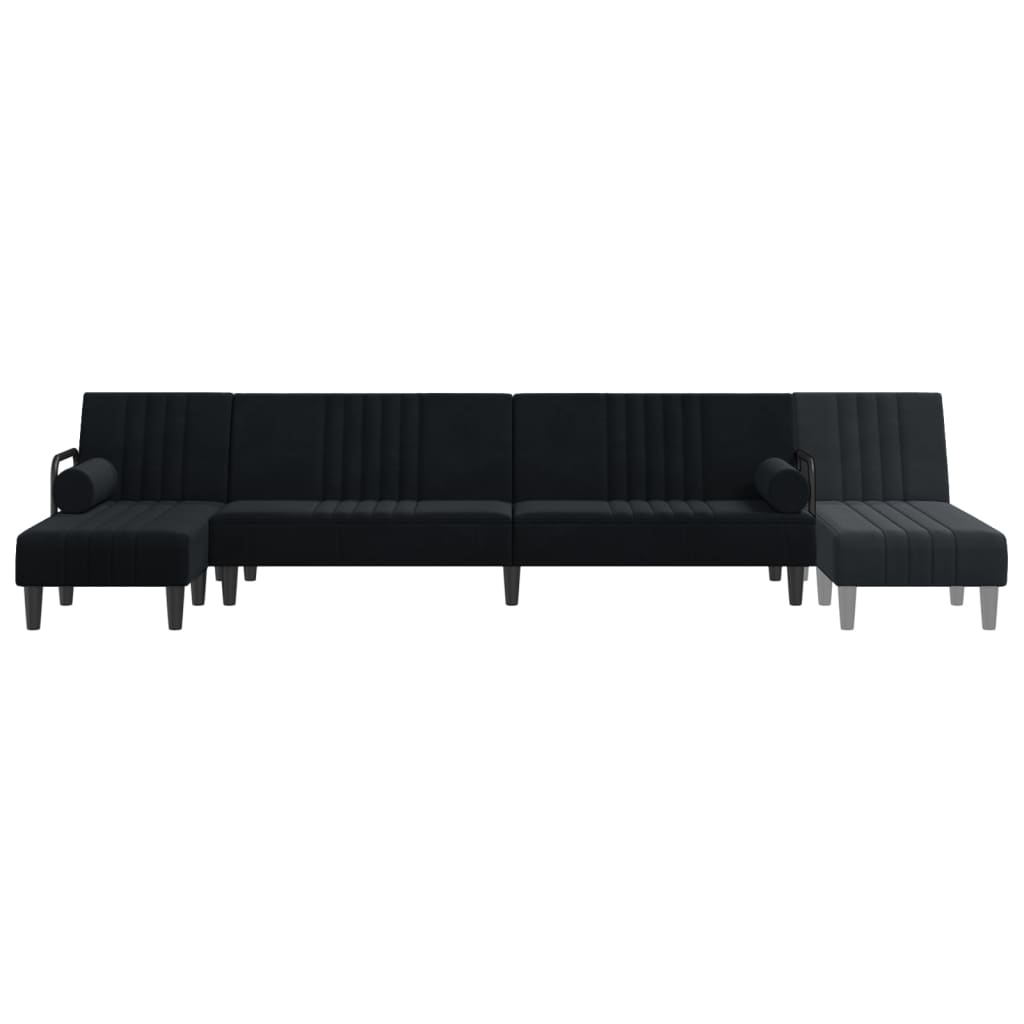 L-formet sovesofa 260x140x70 cm velour sort